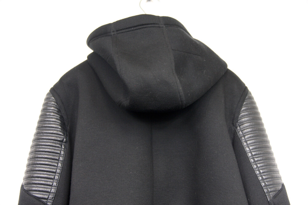 $3k+ Givenchy Black Leather Neoprene Hooded Biker Jacket $3k+ Givenchy Black Leather Neoprene Hooded Biker Jacket