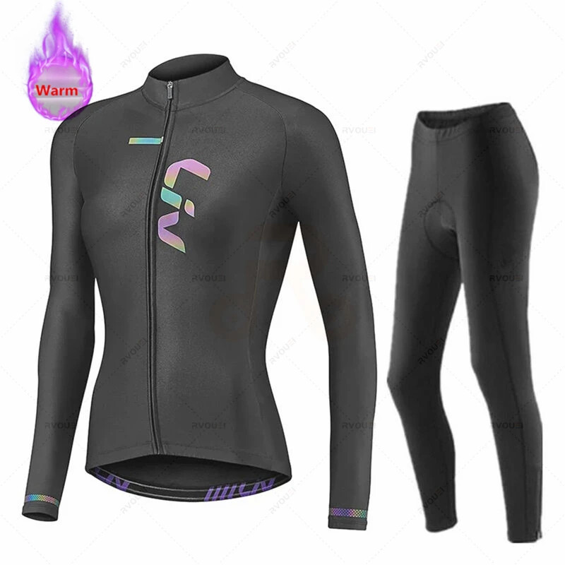 Women Winter Cycling Clothing Thermal Fleece Bicycle Jersey Set MTB Clothes eBay