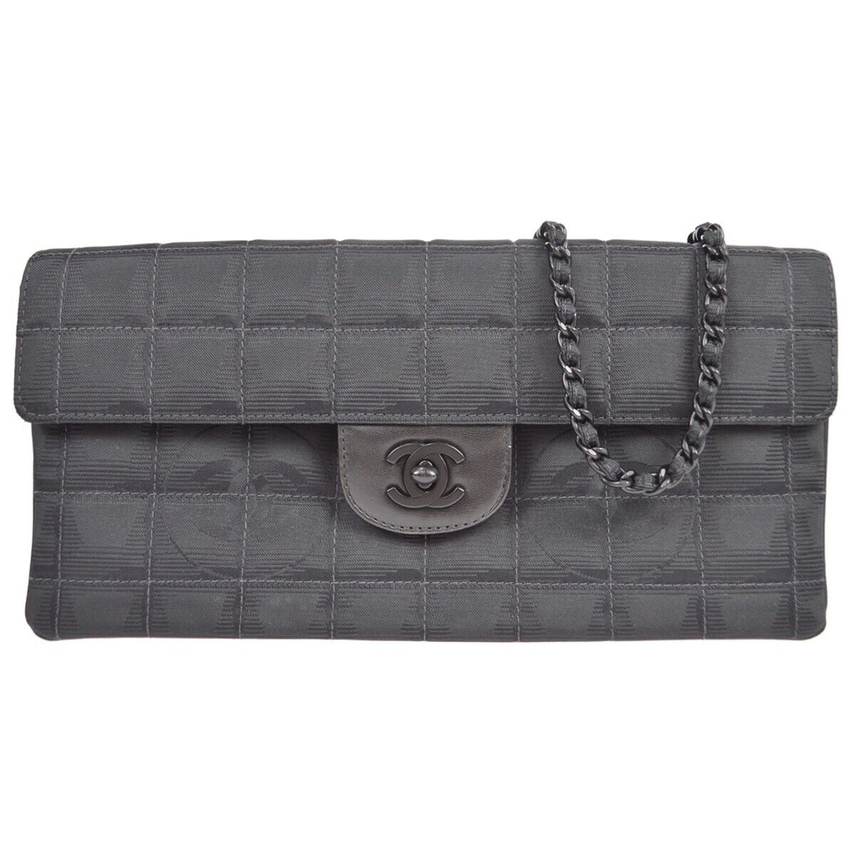 Chanel Black Jacquard East West Travel Line Chain Shoulder Bag 7259360 59534