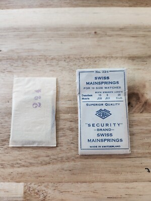 Newall Security Swiss Mainspring No. #224 for 16 Size Watches, .220 .021 50.80