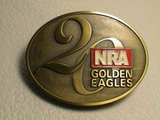 NRA NATIONAL RIFLE ASSOCIATION GOLDEN EAGLES 20 YEARS MENS BRASS BELT BUCKLE