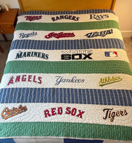 Pottery Barn Kids QUILT MLB Baseball American Teams Patchwork Bedding Decor