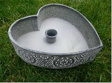 Kerzenleuchter Deko Korb Leuchter Kerzenständer *Herz Ornament* Eisen grau 17 cm
