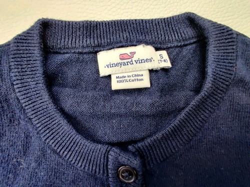 Vineyard Vines Girls Small (7-8) Navy/White Striped Long Sleeve ButtonUp Sweater - Picture 2 of 6