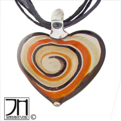 Vintage Murano Glas Herz Anhänger Schmuck Millefiori Spirale glass pendant