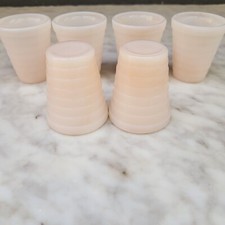 6 Vintage 1950s Child  s Akro Agate Stack Disc PINK 2" Drinking Tumblers Dishes