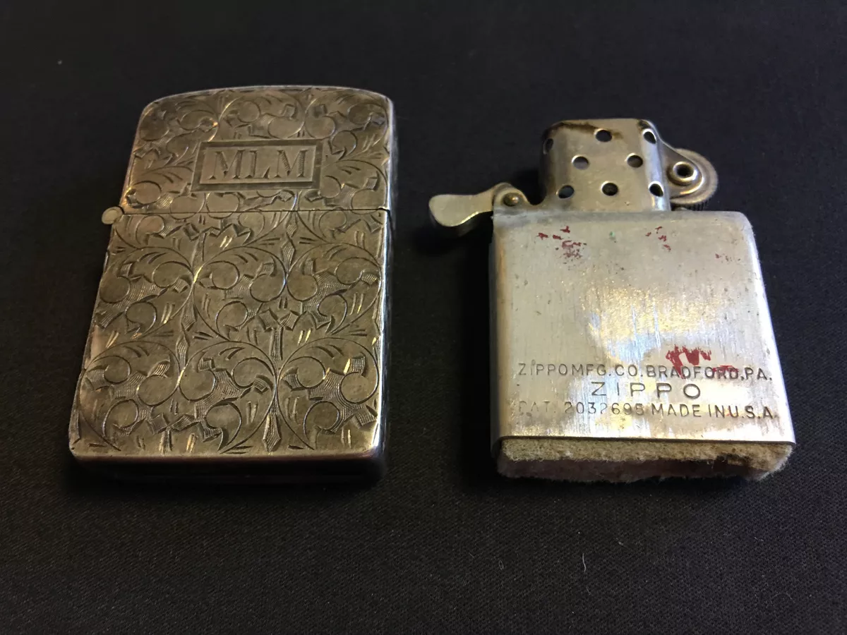 Vtg Collectible Sterling Silver .925 Case with Zippo Insert Lighter Eng. MLM