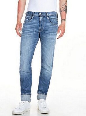 Replay Anbass M914Y Slim Fit Jeans Herren Stretch Denim Hose Medium Blue L30