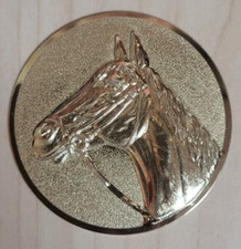 Emblem für Pokal Pferdekopf, gold, 5 cm Hohlprägung