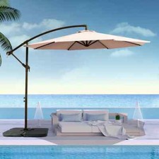 10 FT Patio Hanging Umbrella Outdoor Market Umbrella Shade Cantilever with Base