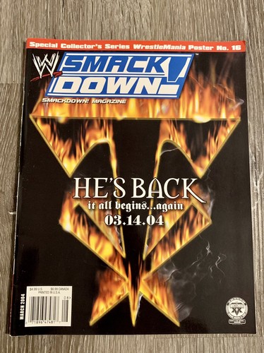 VTG WWE SmackDown Magazine March Collectors Poster the Rock Chyna 2004 Wrestling - Afbeelding 2 van 12