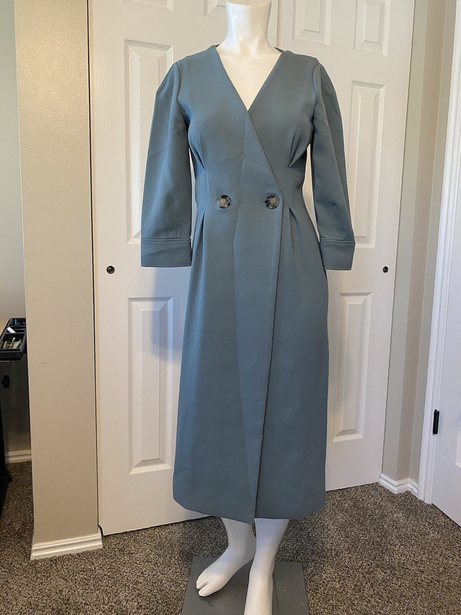 Topshop Wrap Business Office Button Dress Moss Green US 4 UK 8 | eBay