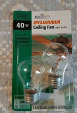 Sylvania 10036 PACK (2) CEILING FAN Light Bulbs 40 W, A15 Lamp, Medium E26