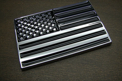 (1) AMERICAN TACTICAL FLAG ABS 3D CHROME BLACK CAR EMBLEM STICKER DECAL