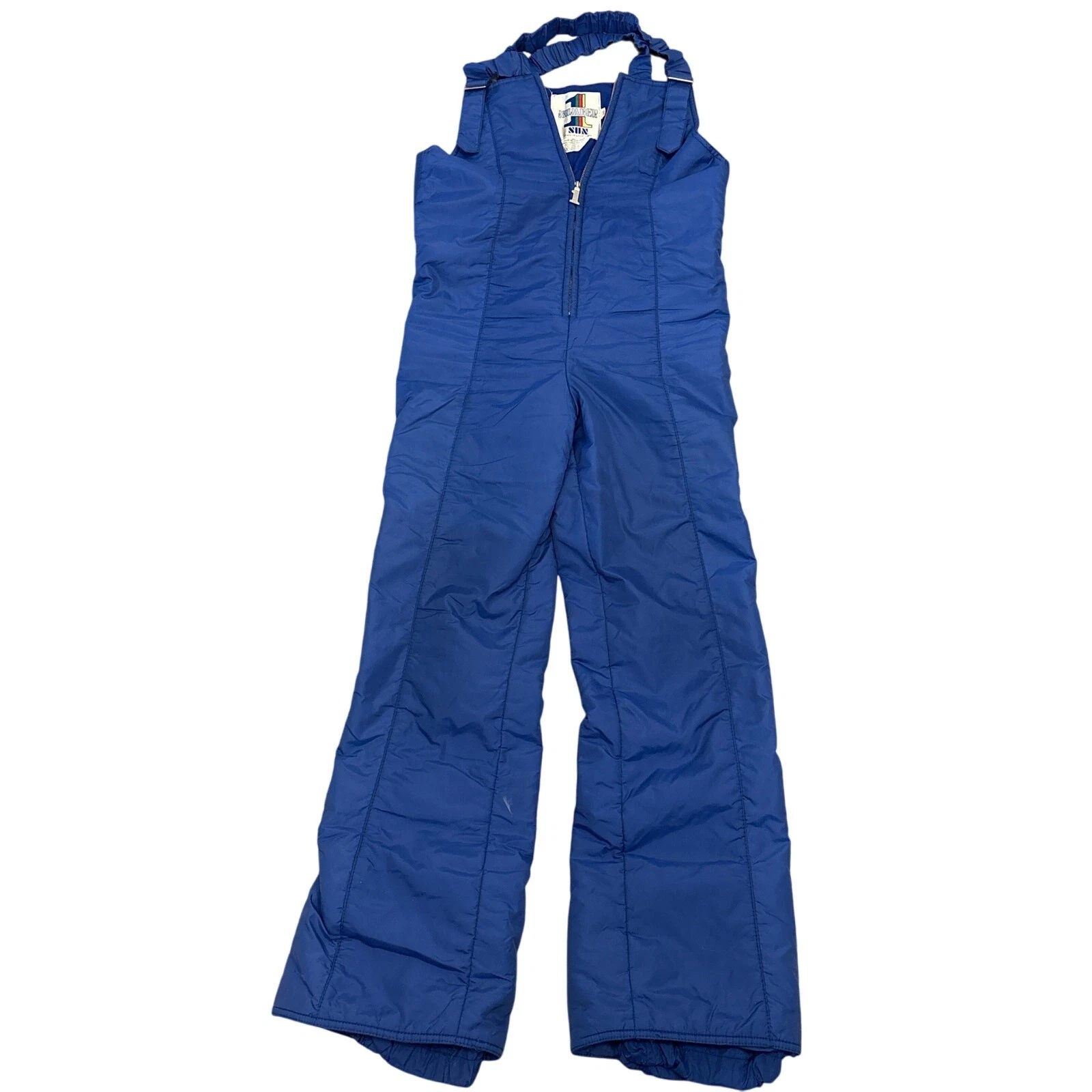 Vintage 70s Number 1 Sun Blue Insulated ski snow bib overall flare pants sz 30