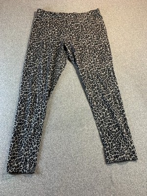 A.N.A. A New Approach Pants Women's Large Petite Black Gray Leopard Print Active