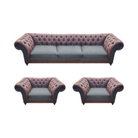Leder Sofagarnitur 3Tlg Sitzer Modern Komplett Set Polster Garnitur Chesterfield