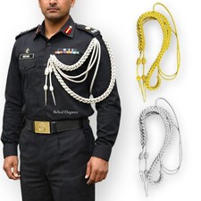 Real Cord British Officer Ceremonial Aiguillette Gold Silver Braided Army Parade
