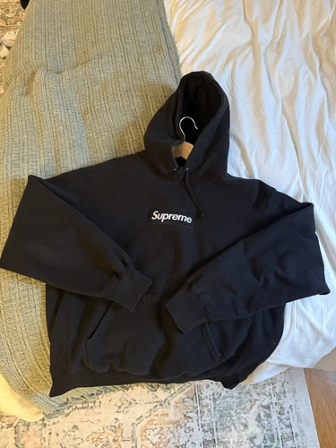 Sweat à capuche Supreme Box Logo noir blanc (FW23) Taille Medium