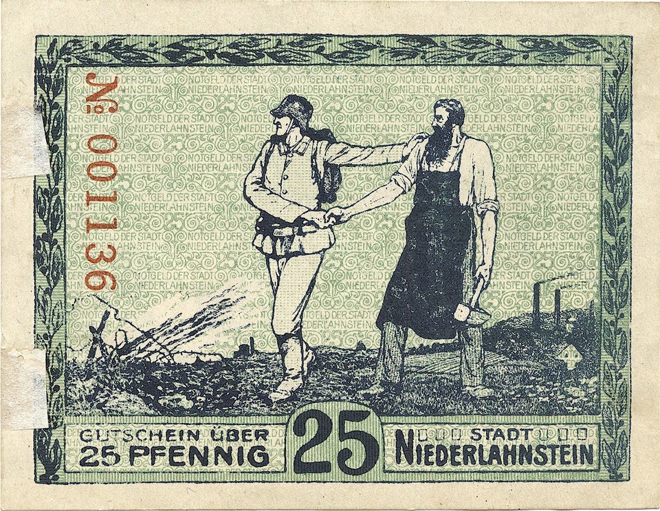 GERMANY (NIEDERLAHNSTEIN) banknote 25 Pfennig 1917 - Image 2 of 4