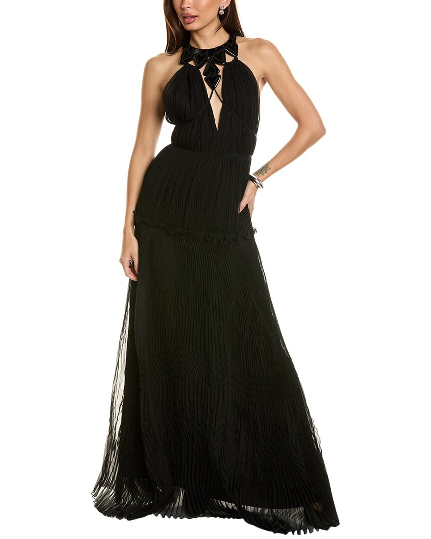 Женское платье из шелкового тюля Alberta Ferretti, черное 40