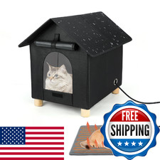 Heated Cat Houses in Winter Waterproof Elevated Outdoor Cat House Insulated Shel