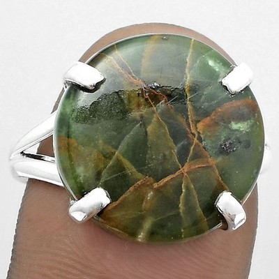 Türkischer Regenwald Chrysokoll 925 Sterling Silber Ring Gr.8,5 Schmuck R-1089