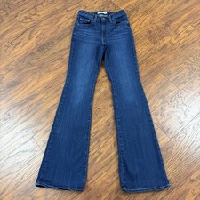 Levis 726 Jeans Womens 26 Flare Mid Rise Dark Wash Denim Stretch Boho 25x33