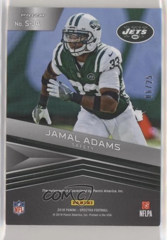 2018 Panini Spectra Signatures Neon Green Prizm /25 Jamal Adams #S-JA Auto - Image 2 of 2