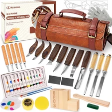 Wood Carving & Whittling Kit, 50Pcs Tools -4 Style Templates-& Other Accessories