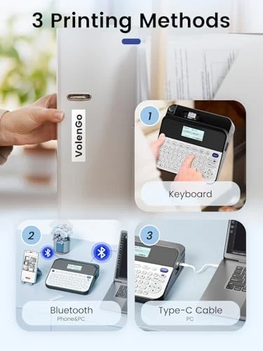 Portable Label Maker Machine with Waterproof Tapes for Home and Office Organization