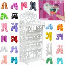 Doll Shoes Set Rack With 20 Pairs Assorted High Heel Flat Boots for 11.5in Doll