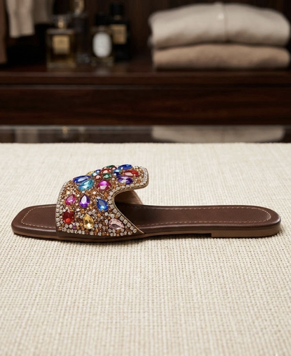 ASOS Embellished Multicolor Jewel Slide Sandals - Size 7 | eBay
