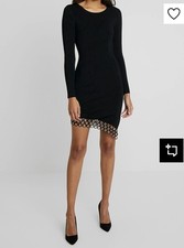 Good American Asymmetric Black Mini Dress Gold Hardware Hem Stretch Sz 0