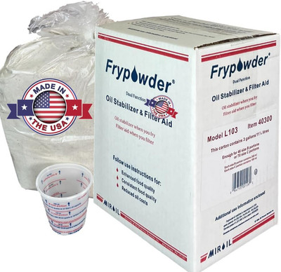 L103 Fry Powder Oil Stabilizer and Filter Aid, Case of 3 Gallons of Fry Powder,