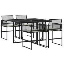 Patio Dining Set with Cushions Outdoor Table and Chair Black Poly Rattan vidaXL