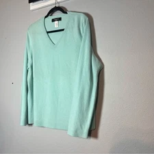 Jones New York V-Neck Sweater Cashmere Light Blue Womens Size 2X Flaw