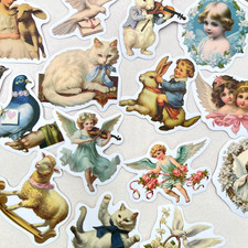 Vintage Style Easter Stickers Spring Junk Journal Collage Scrapbooking