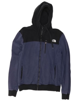The North Face Herren Zip Hoodie Pullover Medium Navy Blau Colourblock Baumwolle CG14
