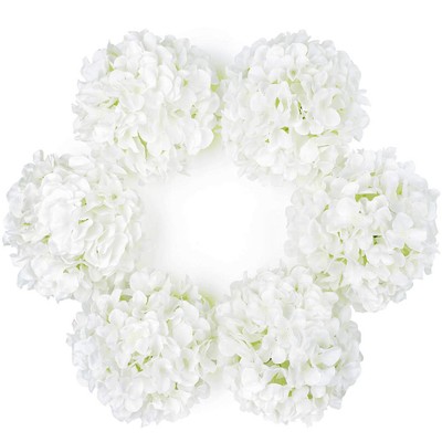 DuHouse Artificial Bigger Silk Hydrangea Flower Heads with Stem Fake White