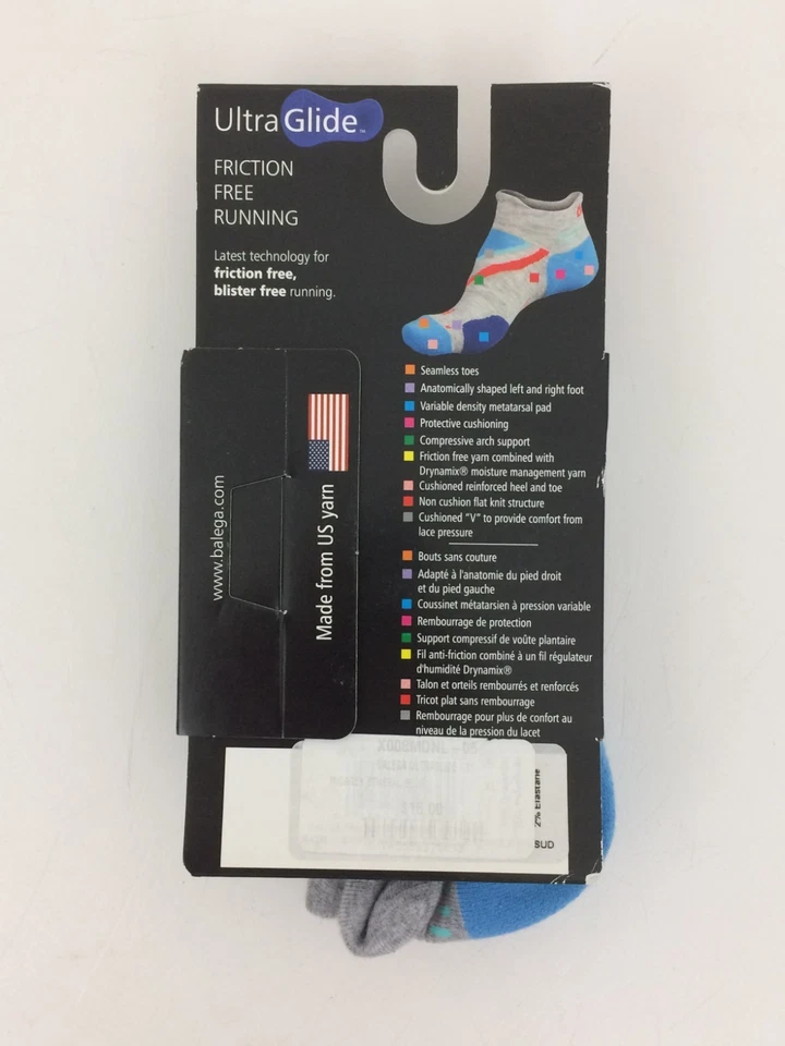 Balega Unisex No Show Running Socks 3 Pack Size XL Grey Blue Ultra Glide New F1 - Image 3 of 4