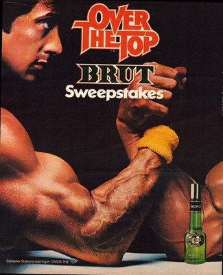 Brut Over The Top Sylvester Stallone 1987 Vintage Magazine Ad Movie Promo
