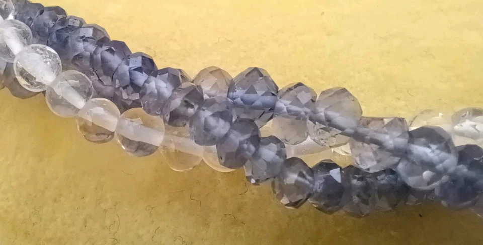 3 Strands Gemstones Faceted Iolite Quartz Sterling Silver Necklace - Image 2 of 4