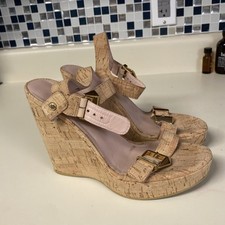 Stuart Weitzman Twofer Gem All Over Cork Wedge Platform Sandal Shoes SZ 6.5