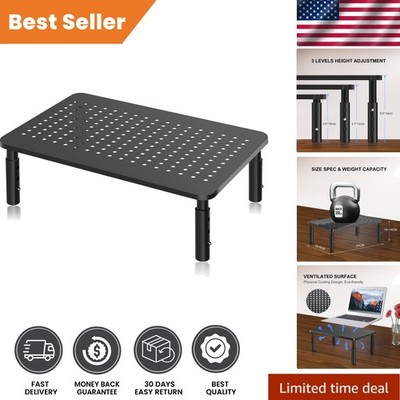 Durable Black Monitor Stand Riser with Easy Assembly - Perfect for Workstations