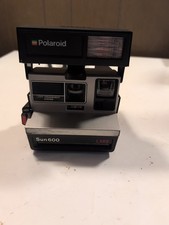 Vintage Black Polaroid Sun 600 LMS Instant Film Camera Built-in Flash and Manual