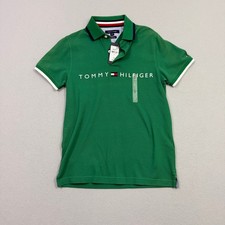 Tommy Hilfiger Slim Fit Logo Polo Shirt Men's Small Green Collared Preppy NEW