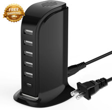 USB Charging Station for Multiple Devices Charger Tower USB-C Port Supports PD