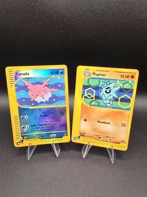 Pokemon Vintage ENG Lot - Reverse Holo Corsola + Pupitar e-Reader Expedition