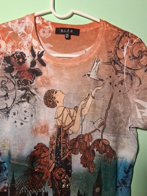 Art Deco Flapper Girl Enjoy Freedom T-shirt Medium